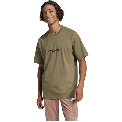 Adidas Maglietta A Maniche Corte Essentials Linear Single Jersey Olive Strata / Black XL Adidas Maglietta A Maniche Corte Essentials Linear Single Jersey Olive Strata / Black XL