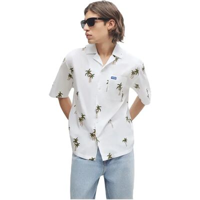 Hugo Camicia A Maniche Corte Eligino 01 Blue White L Hugo Camicia A Maniche Corte Eligino 01 Blue White L