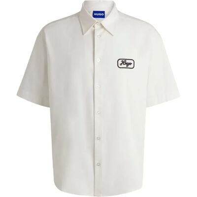 Hugo Camicia A Maniche Corte Ebronn 01 Blue Open White M Hugo Camicia A Maniche Corte Ebronn 01 Blue Open White M