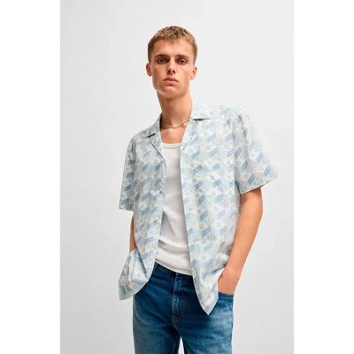 Hugo Camicia A Maniche Corte Ellino 10270099 01 Open Blue XS Hugo Camicia A Maniche Corte Ellino 10270099 01 Open Blue XS