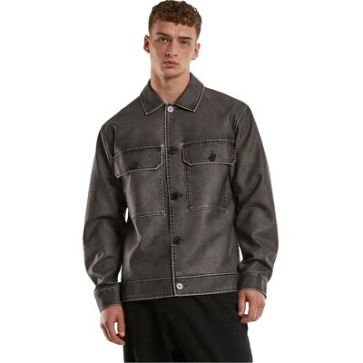 Urban Classics Camicia Overshirt Synthetic Vintage Leather Black L Urban Classics Camicia Overshirt Synthetic Vintage Leather Black L