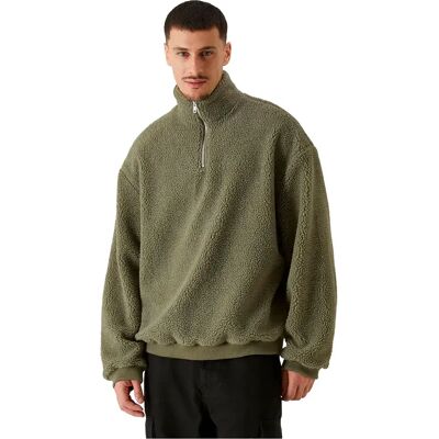Urban Classics Maglione Con Mezza Zip Oversized Teddy Pale Green 2XL Urban Classics Maglione Con Mezza Zip Oversized Teddy Pale Green 2XL