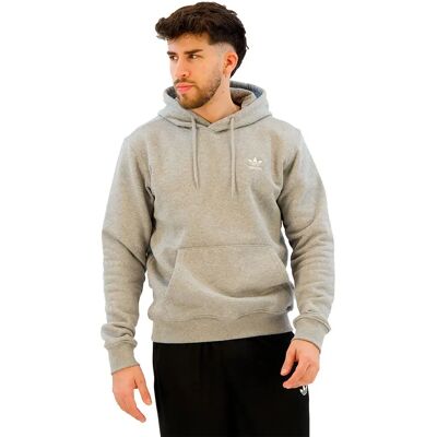 Adidas Originals Felpa Con Cappuccio Trefoil Essentials Medium Grey Heather / White M Adidas Originals Felpa Con Cappuccio Trefoil Essentials Medium Grey Heather / White M