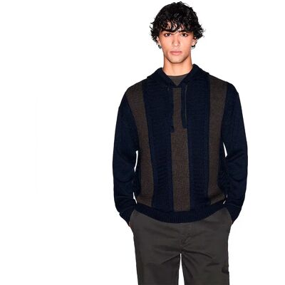 Armani Maglione Con Mezza Zip Xm001337_af19385 Chocolate Mel / Deep Navy M Armani Maglione Con Mezza Zip Xm001337_af19385 Chocolate Mel / Deep Navy M