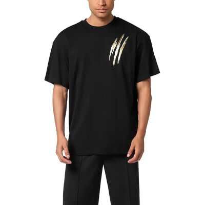 Philipp Plein Sport Maglietta A Maniche Corte Run Faster Scratch Black / Light Gold M Philipp Plein Sport Maglietta A Maniche Corte Run Faster Scratch Black / Light Gold M