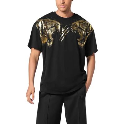 Philipp Plein Sport Maglietta A Maniche Corte Tiger Line Black / Light Gold M Philipp Plein Sport Maglietta A Maniche Corte Tiger Line Black / Light Gold M