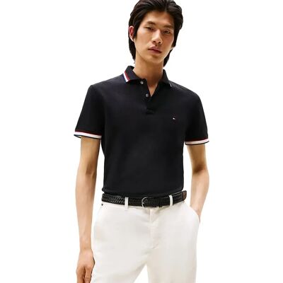 Tommy Hilfiger Polo A Maniche Corte Cuff Interest Slim Fit Black L Tommy Hilfiger Polo A Maniche Corte Cuff Interest Slim Fit Black L
