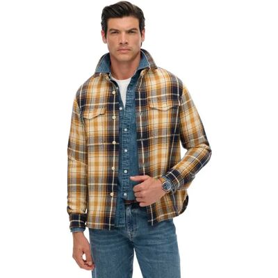 Superdry Camicia A Maniche Lunghe Merchant Heavy Homestead Yellow Navy Check XL Superdry Camicia A Maniche Lunghe Merchant Heavy Homestead Yellow Navy Check XL