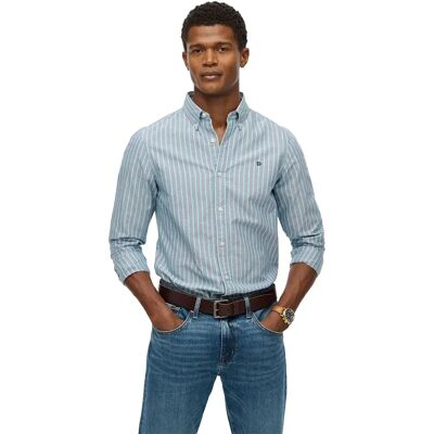 Superdry Camicia A Maniche Lunghe Classic Oxford Marine Navy Stripe / Peppermint 2XL Superdry Camicia A Maniche Lunghe Classic Oxford Marine Navy Stripe / Peppermint 2XL