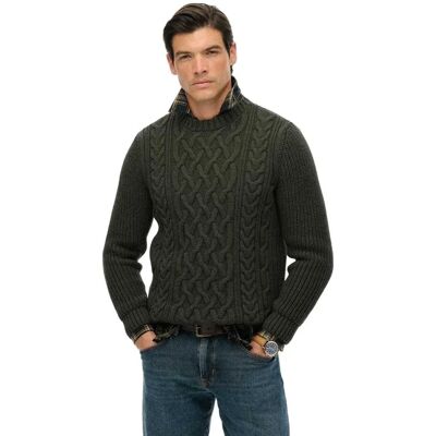 Superdry Maglione Jacob Cable Sage Green 2XL Superdry Maglione Jacob Cable Sage Green 2XL