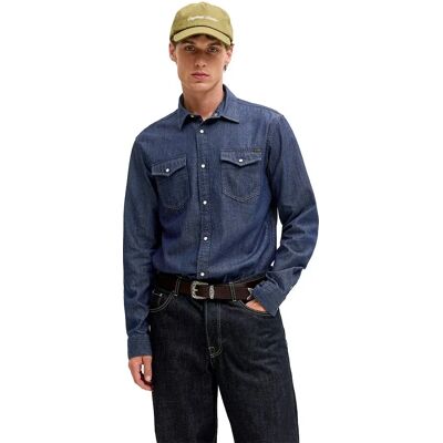 Jack & Jones Camicia A Maniche Lunghe Sheridan Regular Dark Denim L Jack & Jones Camicia A Maniche Lunghe Sheridan Regular Dark Denim L