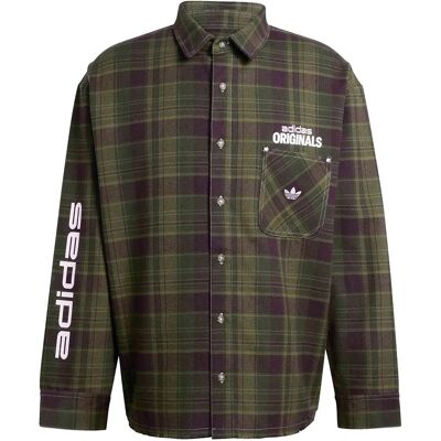 Adidas Originals Camicia A Maniche Lunghe Flannel Button Up Focus Olive L Adidas Originals Camicia A Maniche Lunghe Flannel Button Up Focus Olive L