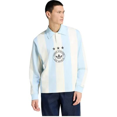 Adidas Originals Polo A Maniche Lunghe Striped Ice Blue / Cream White L Adidas Originals Polo A Maniche Lunghe Striped Ice Blue / Cream White L