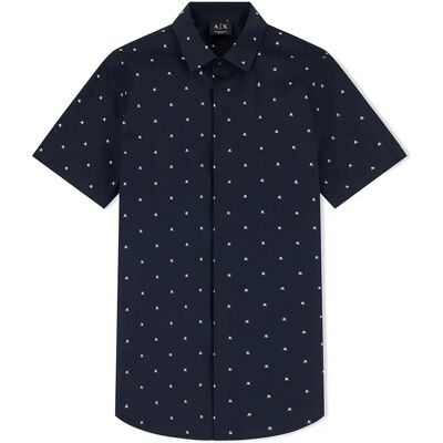 Armani Exchange Camicia A Maniche Corte Xm00062_af1318 Ax Cross Logo Deep Navy 2XL Armani Exchange Camicia A Maniche Corte Xm00062_af1318 Ax Cross Logo Deep Navy 2XL