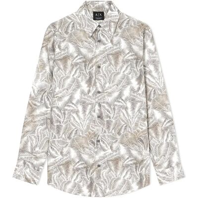 Armani Exchange Camicia A Maniche Lunghe Xm002290_af22716 Cream Leaf Allover Print B M Armani Exchange Camicia A Maniche Lunghe Xm002290_af22716 Cream Leaf Allover Print B M
