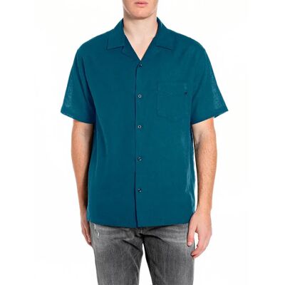 Replay Camicia A Maniche Corte M157 .000.8576 Petrol Blue 2XL Replay Camicia A Maniche Corte M157 .000.8576 Petrol Blue 2XL