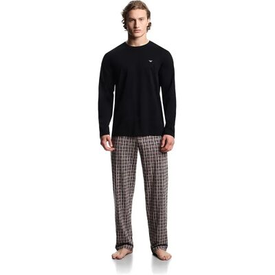 Emporio Armani Pigiama A Maniche Lunghe Em000611_af18885 Black / Iron Check 2XL Emporio Armani Pigiama A Maniche Lunghe Em000611_af18885 Black / Iron Check 2XL