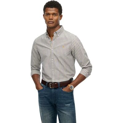 Superdry Camicia A Maniche Lunghe Classic Oxford Lauren Navy Stripe / Yellow M Superdry Camicia A Maniche Lunghe Classic Oxford Lauren Navy Stripe / Yellow M
