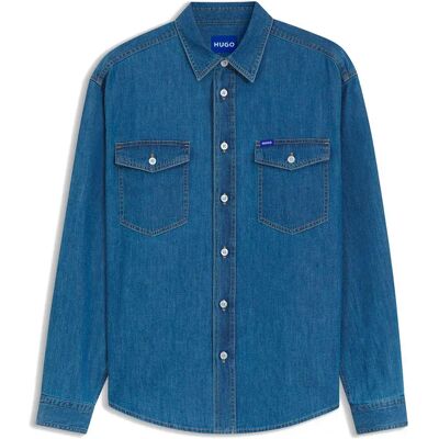 Hugo Camicia A Maniche Lunghe Ebino Turquoise Aqua S Hugo Camicia A Maniche Lunghe Ebino Turquoise Aqua S