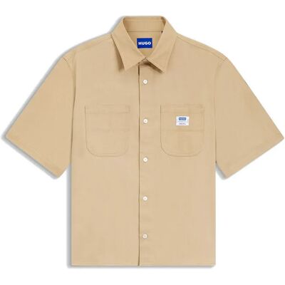 Hugo Camicia A Maniche Corte Ebwin 10278069 Medium Beige M Hugo Camicia A Maniche Corte Ebwin 10278069 Medium Beige M