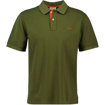 Gant Polo A Maniche Corte Regular Contrast Pique Moss Green S Gant Polo A Maniche Corte Regular Contrast Pique Moss Green S