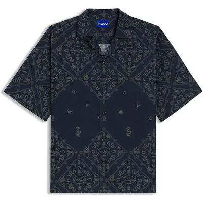 Hugo Camicia A Maniche Corte Eligino 10280633 Dark Blue M Hugo Camicia A Maniche Corte Eligino 10280633 Dark Blue M