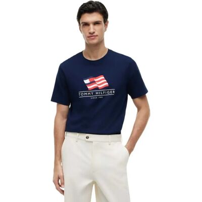 Tommy Hilfiger Maglietta A Maniche Corte Main Flag Carbon Navy 2XL Tommy Hilfiger Maglietta A Maniche Corte Main Flag Carbon Navy 2XL