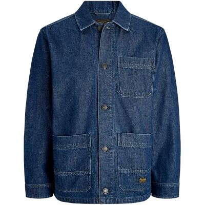 Jack & Jones Camicia Overshirt Bluderry Plus Size Blue Denim 4XL Jack & Jones Camicia Overshirt Bluderry Plus Size Blue Denim 4XL