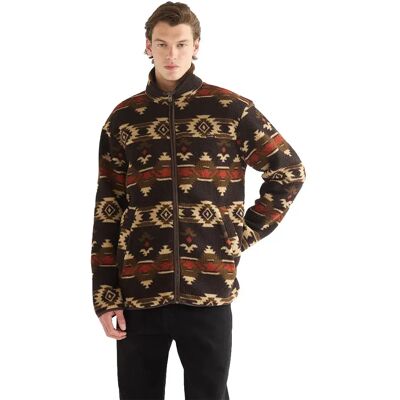 Wrangler Giacca Sherpa Fleece Aztec Chocolate Torte 2XL Wrangler Giacca Sherpa Fleece Aztec Chocolate Torte 2XL