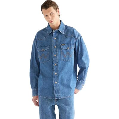 Wrangler Camicia A Maniche Lunghe Super Jeans Western Cowboy Fade L Wrangler Camicia A Maniche Lunghe Super Jeans Western Cowboy Fade L
