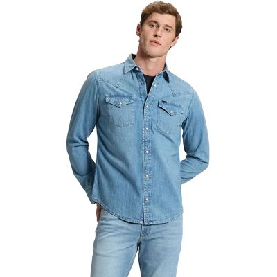 Lee Camicia A Maniche Lunghe Western Denim Regular Fit Cliffside M Lee Camicia A Maniche Lunghe Western Denim Regular Fit Cliffside M