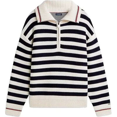 Tommy Hilfiger Maglione Con Mezza Zip Mw0mw698 Desert Sky / Stripe L Tommy Hilfiger Maglione Con Mezza Zip Mw0mw698 Desert Sky / Stripe L