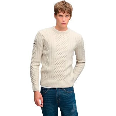 Superdry Maglione Jacob Cable Jumper Ecru 2XL Superdry Maglione Jacob Cable Jumper Ecru 2XL