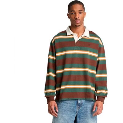 Timberland Polo A Maniche Lunghe Striped Rugby Chicory Coffee Yd XL Timberland Polo A Maniche Lunghe Striped Rugby Chicory Coffee Yd XL