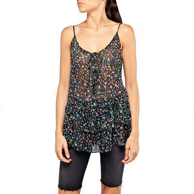 Replay Blusa Senza Maniche W2333.000.72108 Black / Moulticolor S Replay Blusa Senza Maniche W2333.000.72108 Black / Moulticolor S