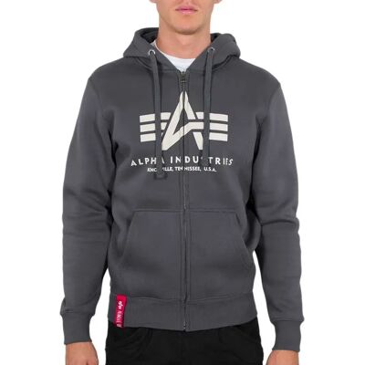 Alpha Industries Felpa Con Cappuccio Basic Zip Greyblack 2XL Alpha Industries Felpa Con Cappuccio Basic Zip Greyblack 2XL