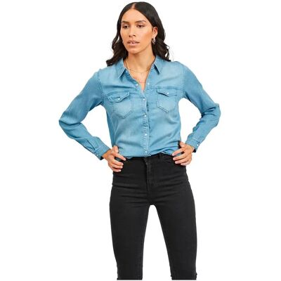 Vila Camicia A Maniche Lunghe Bista Denim Medium Blue Denim / Wash Clean XS Vila Camicia A Maniche Lunghe Bista Denim Medium Blue Denim / Wash Clean XS