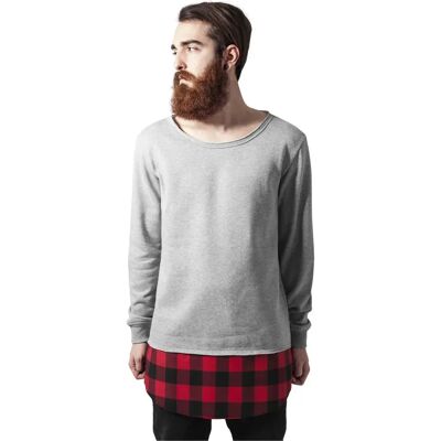 Urban Classics Maglietta A Maniche Lunghe Long Flannel Bottom Grey / Black / Red M Urban Classics Maglietta A Maniche Lunghe Long Flannel Bottom Grey / Black / Red M