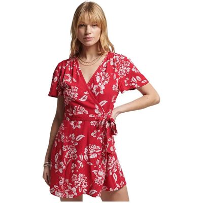 Superdry Vestito A Maniche Corte Vintage Mini Wrap Floral Red M Superdry Vestito A Maniche Corte Vintage Mini Wrap Floral Red M