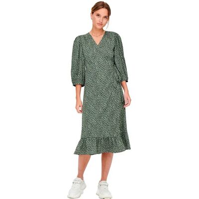 Only Vestito A Maniche 3/ Olivia Wrap Midi Balsam Green / Aop Kenya Grafic S Only Vestito A Maniche 3/ Olivia Wrap Midi Balsam Green / Aop Kenya Grafic S