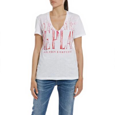 Replay Maglietta A Maniche Corte Con Collo A V W3783 .000.239p White 2XS Replay Maglietta A Maniche Corte Con Collo A V W3783 .000.239p White 2XS