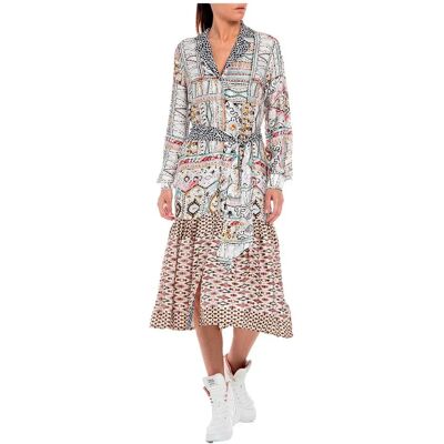 Replay Vestito Midi A Maniche Lunghe W9759 .000.1032 Multicolor XS Replay Vestito Midi A Maniche Lunghe W9759 .000.1032 Multicolor XS
