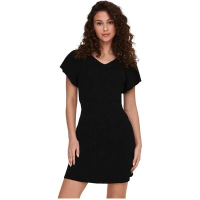 Only Vestito Corto A Maniche Corte Leelo Black L Only Vestito Corto A Maniche Corte Leelo Black L