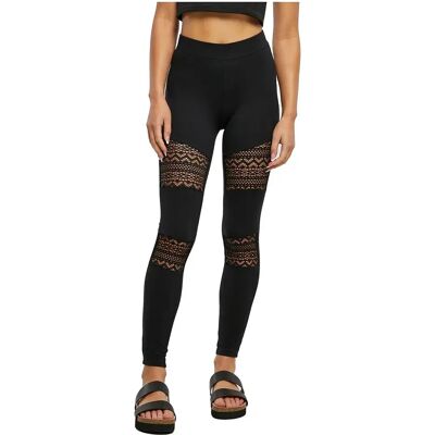 Urban Classics Leggings Vita Alta Crochet Lace Inset Black 3XL Urban Classics Leggings Vita Alta Crochet Lace Inset Black 3XL