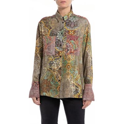 Replay Blusa A Maniche Lunghe W2121 .000.10332 Multicolor XS Replay Blusa A Maniche Lunghe W2121 .000.10332 Multicolor XS