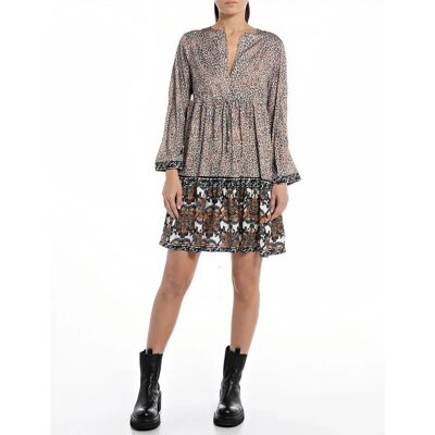 Replay Vestito Corto A Maniche Lunghe W9602 .000.10333 Multicolor M Replay Vestito Corto A Maniche Lunghe W9602 .000.10333 Multicolor M