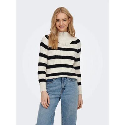 Only Maglione Con Mezza Zip Leise Freya Birch / Stripes Black XS Only Maglione Con Mezza Zip Leise Freya Birch / Stripes Black XS