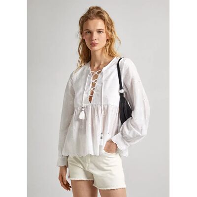 Pepe Jeans Blusa A Maniche Lunghe Danae White L Pepe Jeans Blusa A Maniche Lunghe Danae White L
