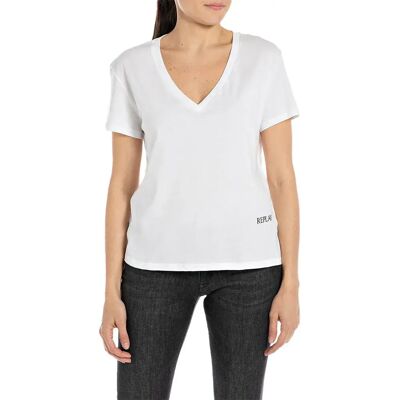 Replay Maglietta A Maniche Corte Con Collo A V W308a.000.2099 Optical White XS Replay Maglietta A Maniche Corte Con Collo A V W308a.000.2099 Optical White XS