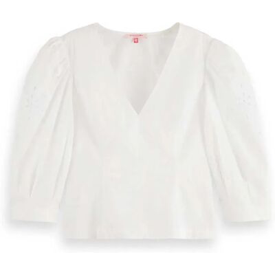 Scotch & Soda Blusa A Maniche Lunghe Anglaise White 36 Scotch & Soda Blusa A Maniche Lunghe Anglaise White 36